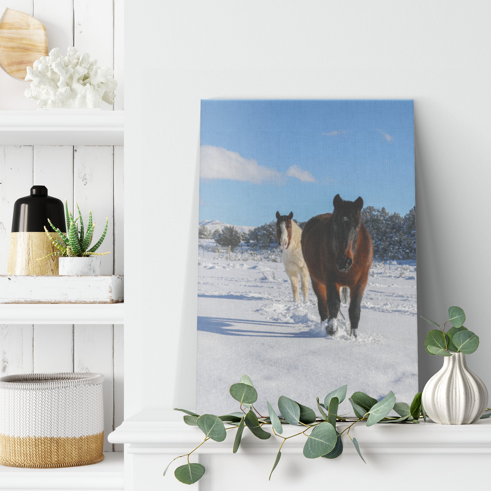 "Best Friends in the Snow" Canvas Wall Hanging